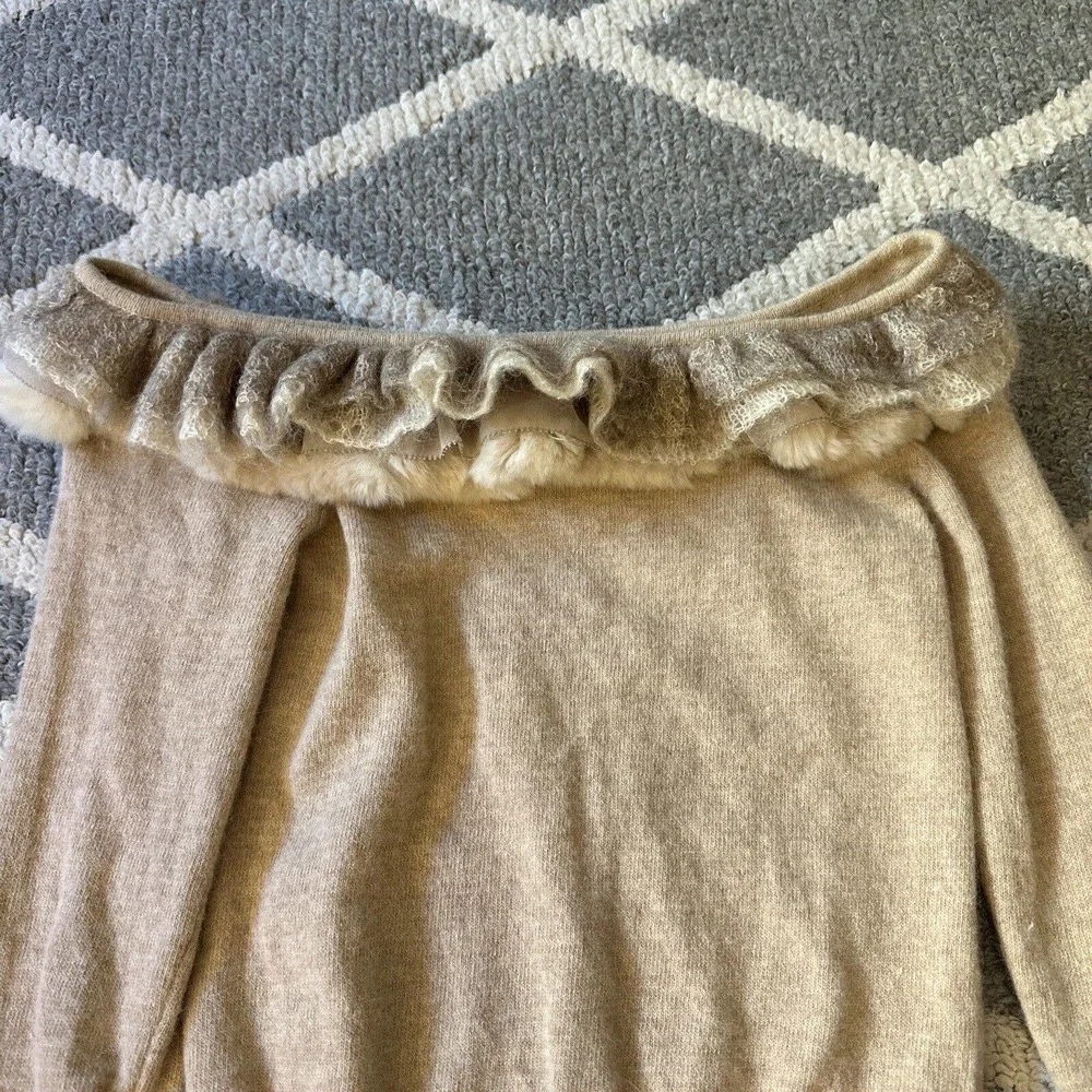 RARE Frankie‎ Morello Milan Woman's Ruffled Pullover Wool Blend Sweater XS